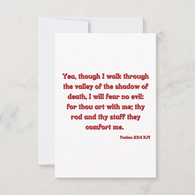 Psalms 23:4 Bible Verse Scripture Flat Greeting Card (Front)