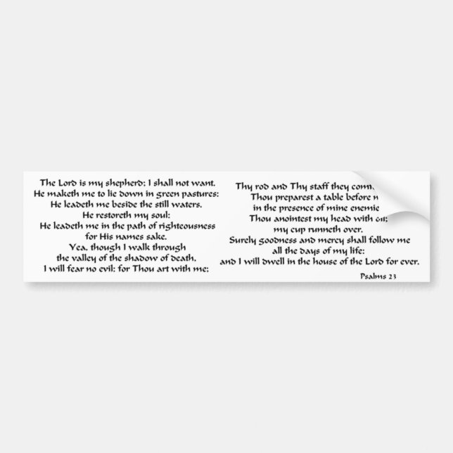 Psalms 23 bumper sticker (Front)