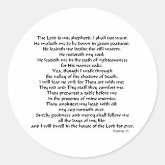 Psalms 23 classic round sticker