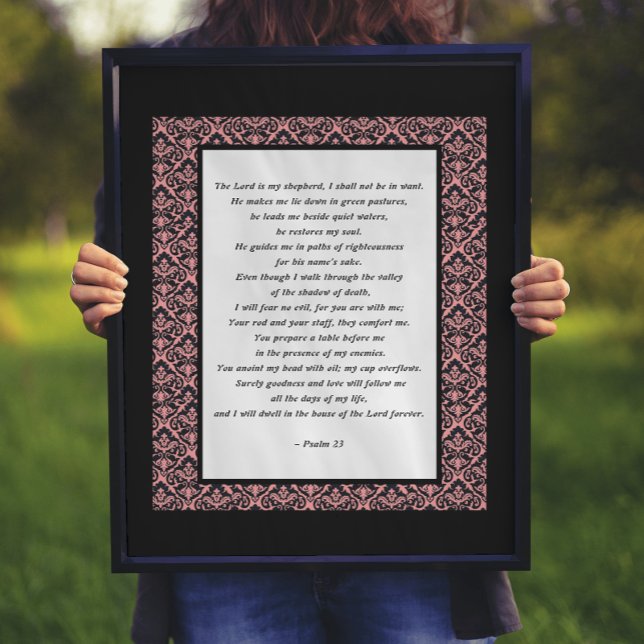 Psalms 23 Pink & Black Damask Poster (Creator Uploaded)