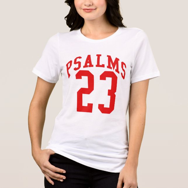 Psalms 23 Red Varsity Number Tee (Front)