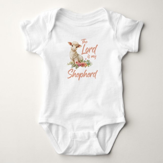 Psalms 23 The Lord Is My Shepherd Christian Faith Baby Bodysuit (Front)