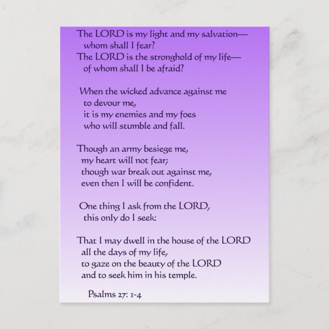 Psalms 27:1-4 postcard (Front)