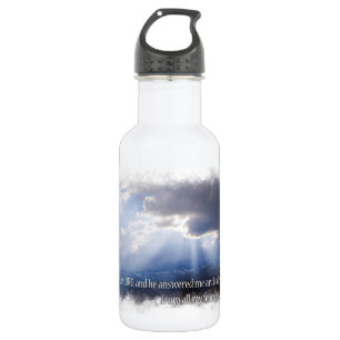 Psalms 34:4 on light 532 ml water bottle