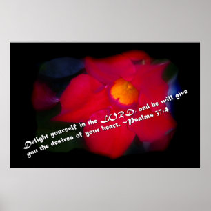 Psalms 37:4 Black Border Poster