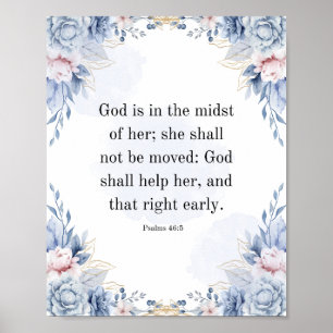 Psalms 46:5 Bible Verse God Is Within Her KJV Poster