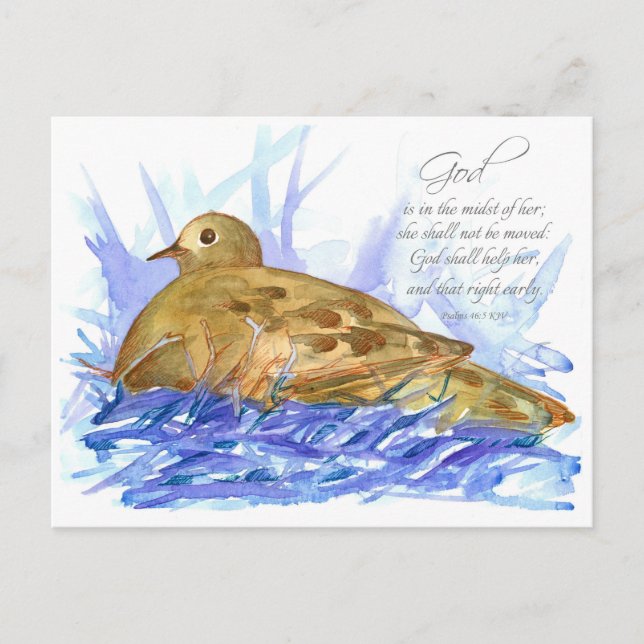 Psalms 46:5 Scripture God Shall Help Her Dove Postcard (Front)