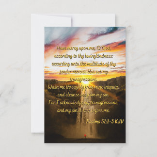 Psalms 51:1-3 Bible Verse Scripture Flat Greeting Card