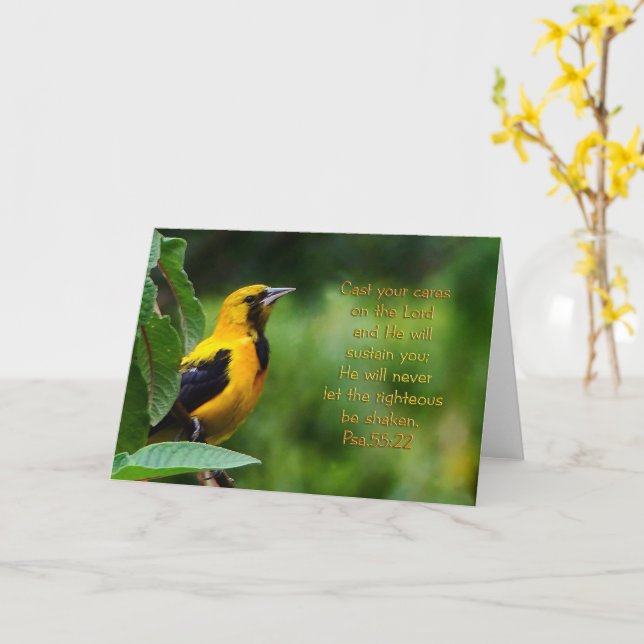 Psalms 55:22 Inspirational Card (Yellow Flower)
