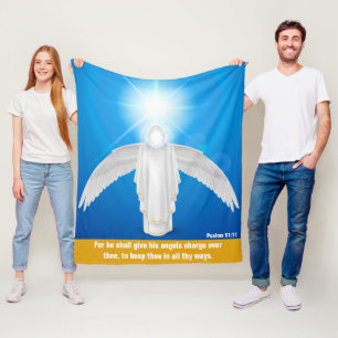 Psalms 91:11 - Faith Fleece Blanket, 50"x60" Blanket