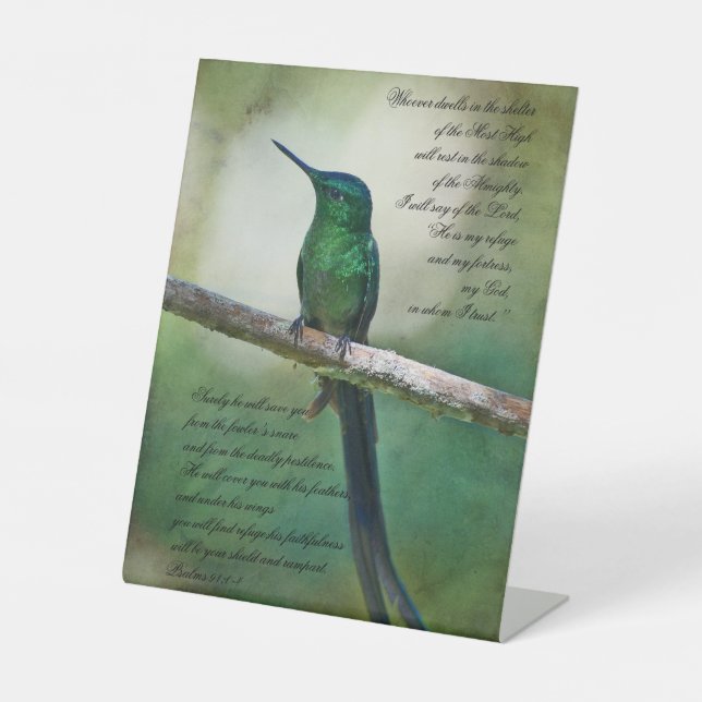 Psalms 91:1-4 Inspirational Pedestal Sign (Front)