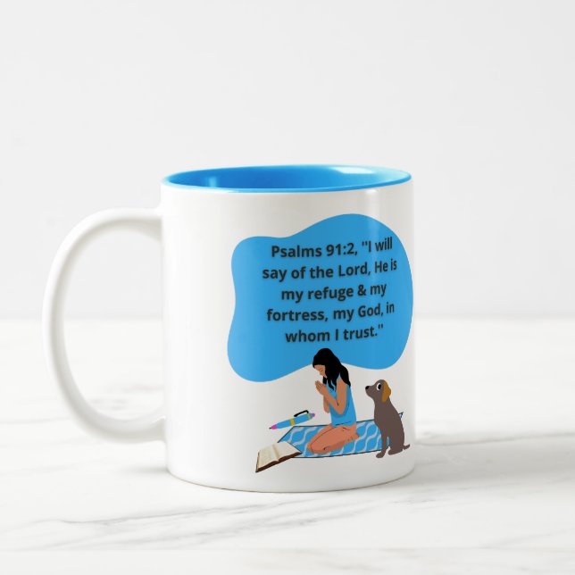 Psalms 91 Accent Pillow Two-Tone Coffee Mug (Left)