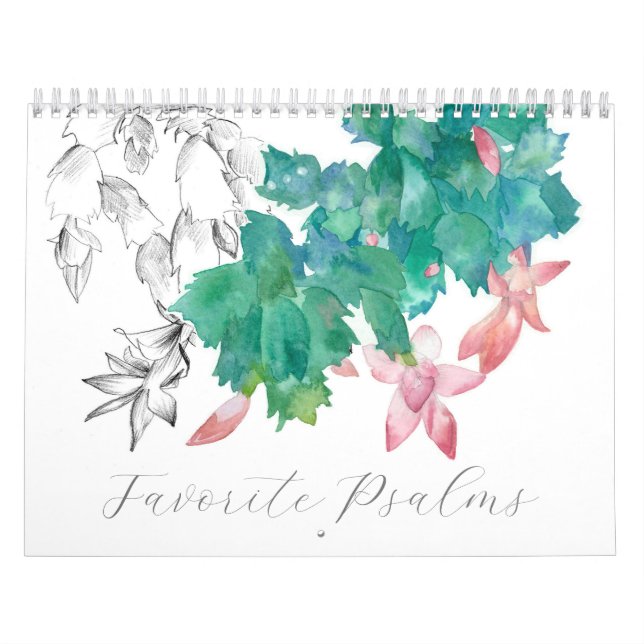 Psalms Bible Scripture Watercolor Botanical Plants Calendar (Cover)