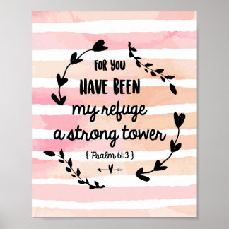Psalms Bible Verse Watercolor Pink Wash Christian Poster
