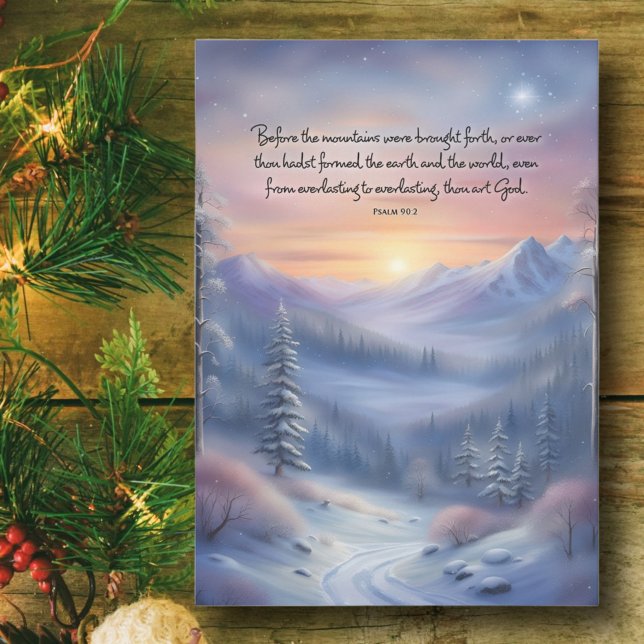 Psalms Bible Verse Winter Landscape Christmas Holiday Card (Creator Uploaded)