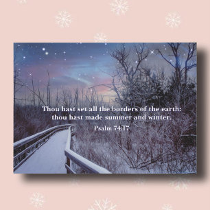 Psalms Bible Verse Winter Twilight Sky Woodlands Holiday Card
