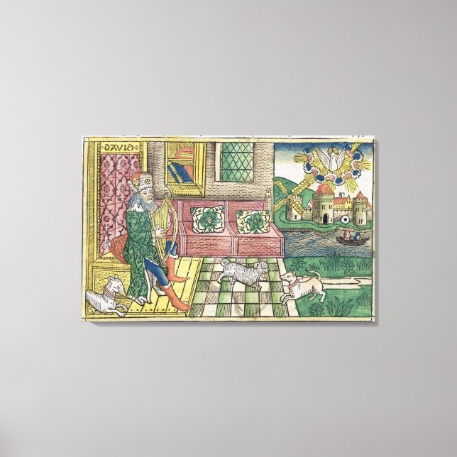 Psalms: frontispiece showing King David playing th Canvas Print (Front)