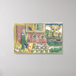Psalms: frontispiece showing King David playing th Canvas Print