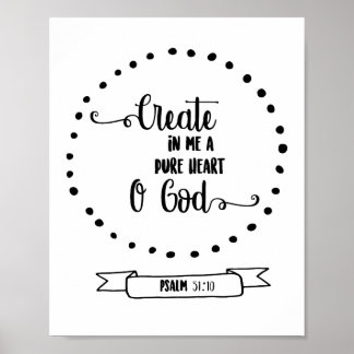 Psalms pure heart Bible verse Calligraphy Poster