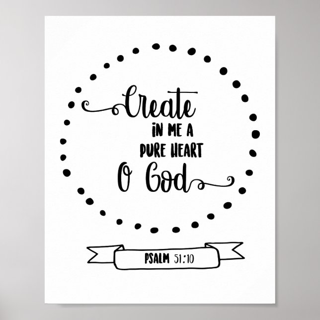 Psalms pure heart Bible verse Calligraphy Poster (Front)