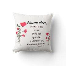 Psalms Scripture Cotton Throw Pillow
