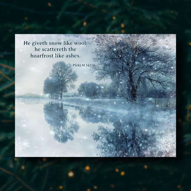 Psalms Verse Snowy Trees Frozen Pond Christmas Holiday Postcard (Creator Uploaded)