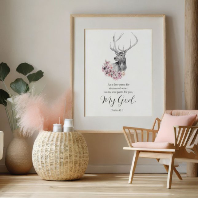 Psalms Watercolor Deer with Flowers Poster (Psalms Watercolor Deer with Flowers Poster)