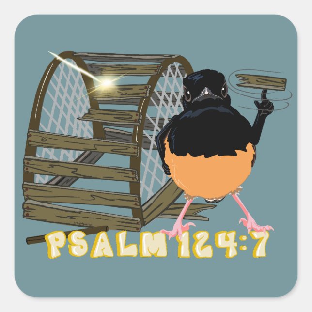 Psalms—White Rumped Shama Square Sticker (Front)