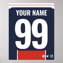 PSG Colours Personalised Football Shirt Poster
