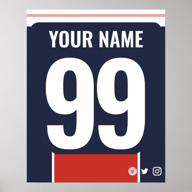 PSG Colours Personalised Football Shirt Poster (Front)