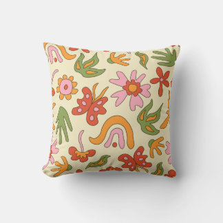 Psicodélico Boho Cojín with Butterflies, Flowers a Cushion