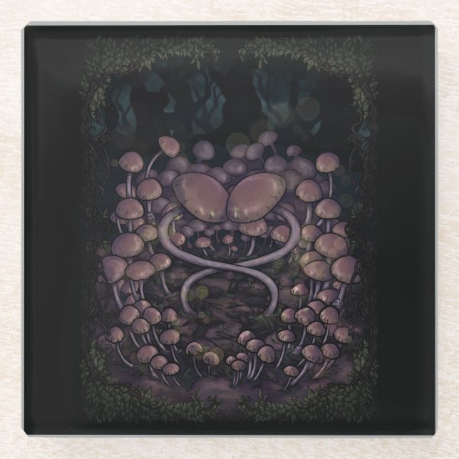 Psilocybe Allenii Glass Coaster (Front)
