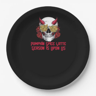 PSL Pumpkin Spice Latte Season Autumn Skull  Paper Plate