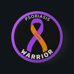 Psoriasis Warrior Ribbon Black Button<br><div class="desc">Psoriasis Warrior Ribbon Black Button for awareness and support for people with psoriasis.</div>