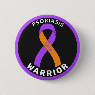 Psoriasis Warrior Ribbon Black Button