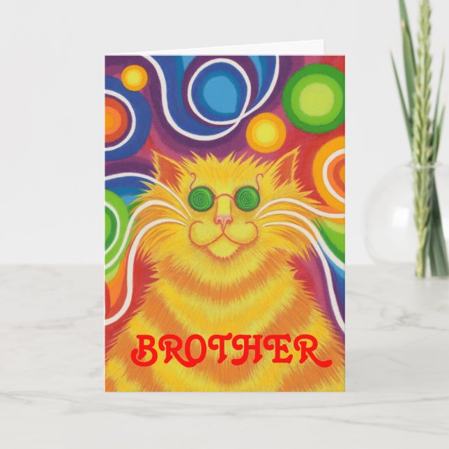 Psy-cat-delic 'Brother' 'groovy birthday' card (Front)