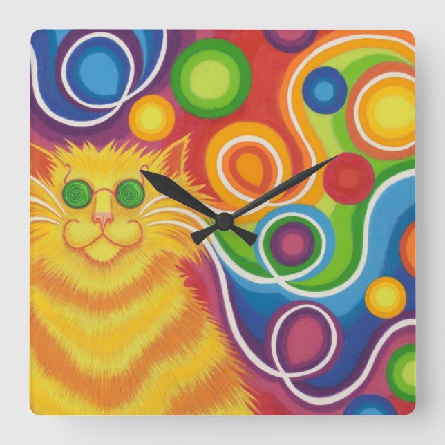 Psy-cat-delic clock square (Front)