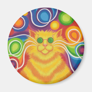Psy-cat-delic fridge magnet round