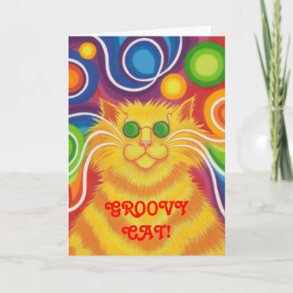 Psy-cat-delic 'Groovy Cat!' greetings card