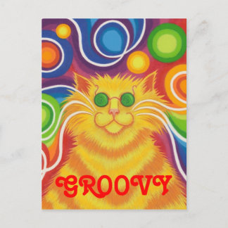 Psy-cat-delic 'Groovy' postcard vertical