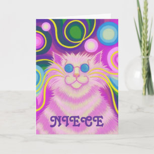 Psy-cat-delic 'Niece' 'groovy birthday' card