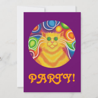 Psy-cat-delic 'Party' invitation purple