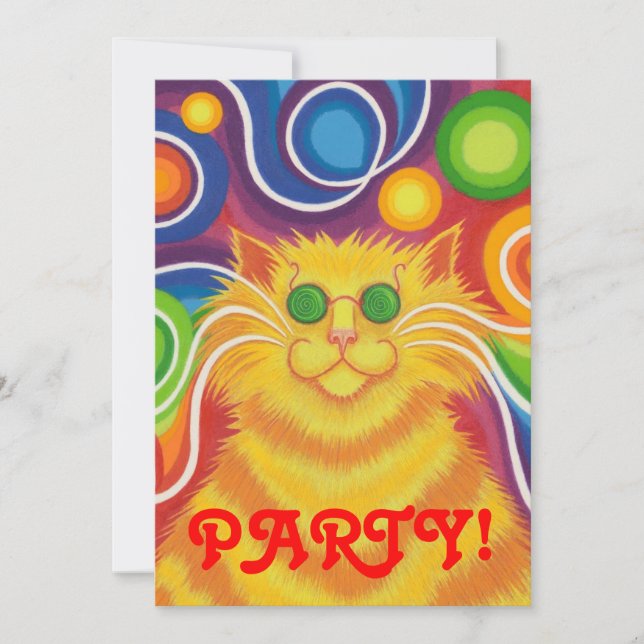Psy-cat-delic party invitation vertical (Front)