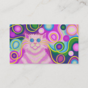 Psy-cat-delic Pink business card purple back