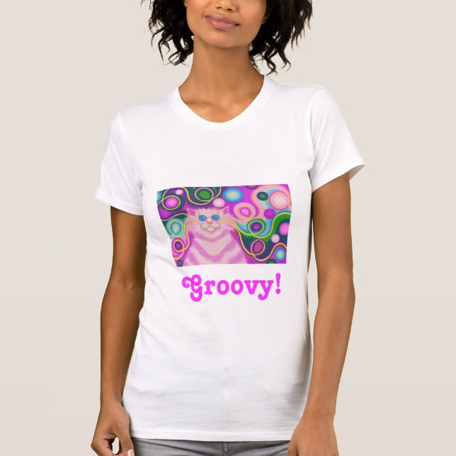 Psy-cat-delic Pink 'Groovy!' t-shirt (Front)