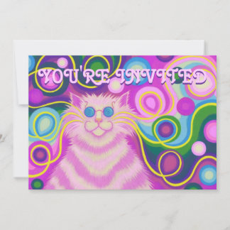 Psy-cat-delic Pink invitation 'You're Invited'