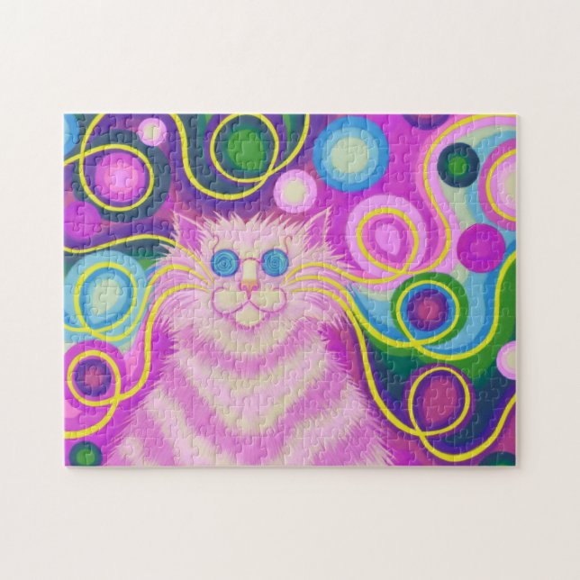 Psy-cat-delic Pink jigsaw puzzle (Horizontal)