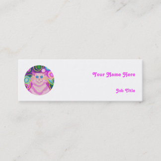 Psy-cat-delic Pink 'name' skinny white Mini Business Card