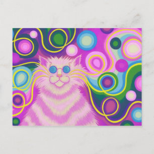 Psy-cat-delic Pink postcard