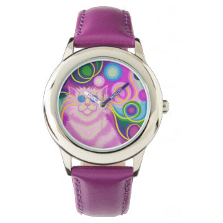 Psy-cat-delic Pink print watch